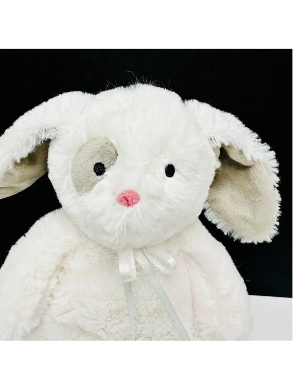 Carters Cuddle Plush Gray White BUNNY Rabbit 9” Security Lovey Baby Toy Read